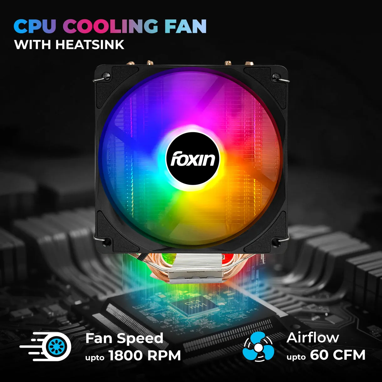 Foxin CPU Fan For Intel and AMD Socket 120mm RGB FCF 004 view 3